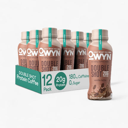 OWYN COFFEE DOUBLE SHOT PROTEIN SHAKE - 20G PROTEIN - 12/12OZ VANILLA LATTE