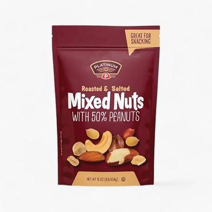 Platinum Mixed Nuts W/ 50% Peanuts Salted (6/16Oz)
