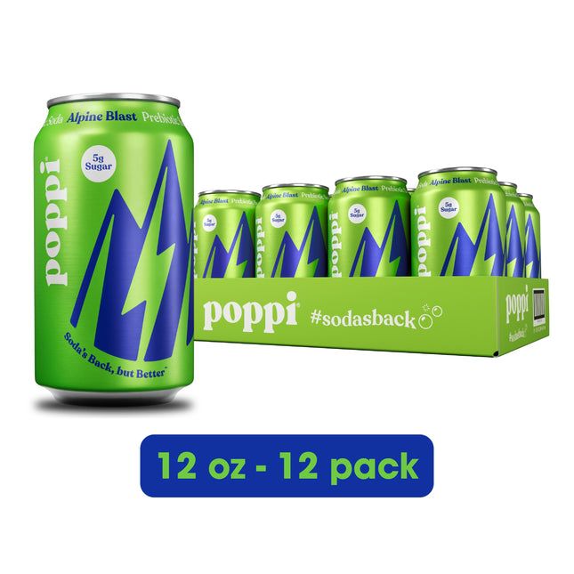 Poppi Alpine Blast – 12 Pack × 12 oz Cans