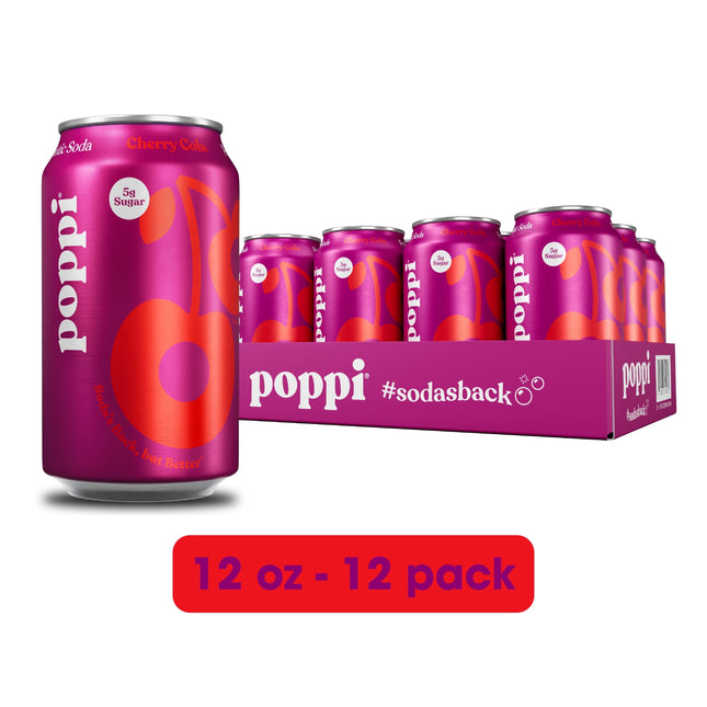 Poppi Cherry Cola – 12 Pack × 12 oz Cans
