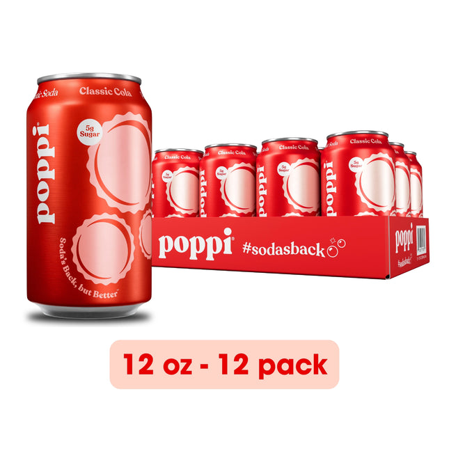 Poppi Classic Cola – 12 Pack × 12 oz Cans