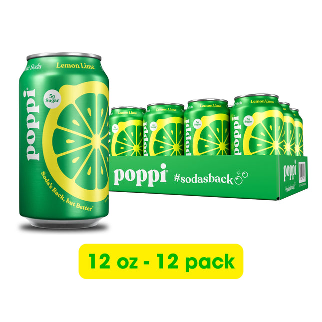 Poppi Lemon Lime – 12 Pack × 12 oz Cans