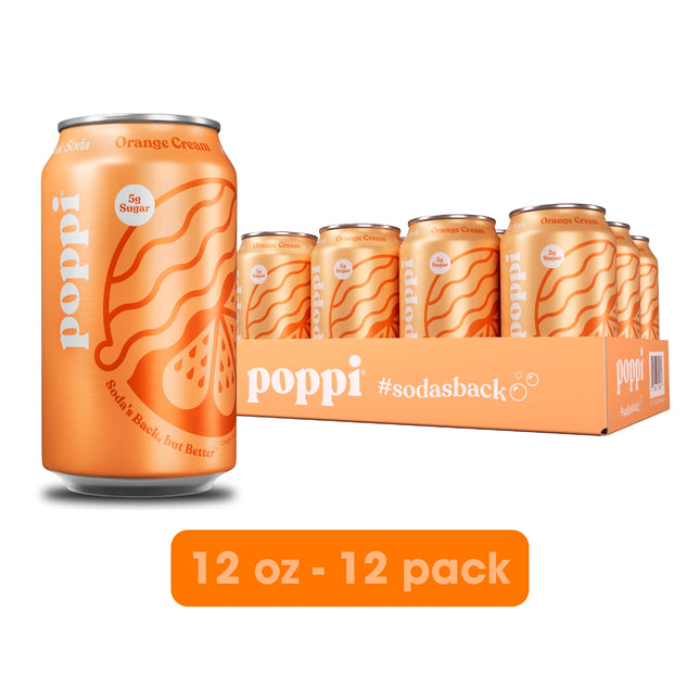 Poppi Orange Cream – 12 Pack × 12 oz Cans