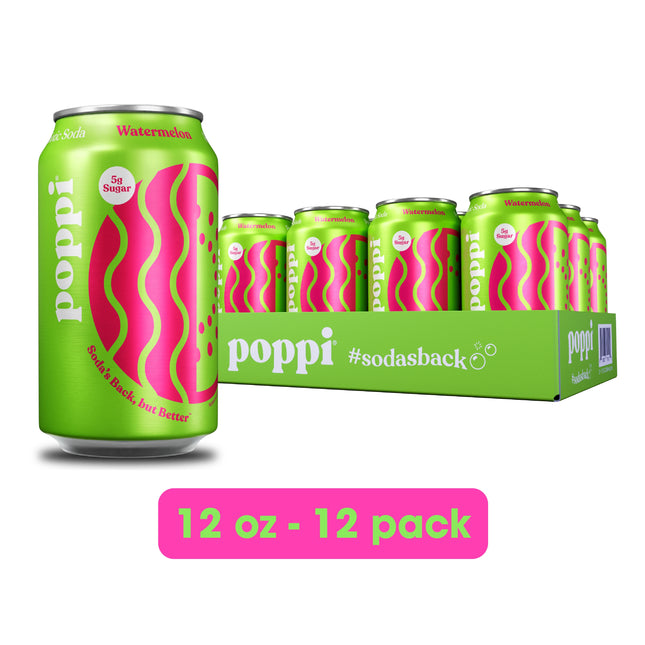 Poppi Watermelon – 12 Pack × 12 oz Cans