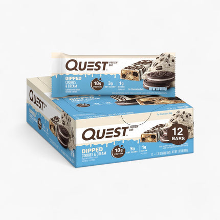 QUEST DIPPED BARS 12/60G COOKIES AND CREAM