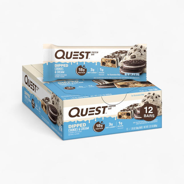 QUEST DIPPED BARS 12/60G COOKIES AND CREAM