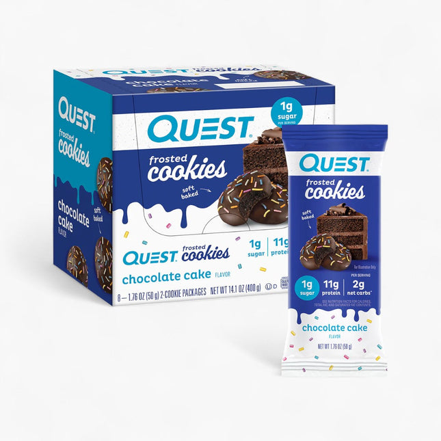 QUEST FRSTD CKIE 8/1.8OZ CHOCOLATE CAKE