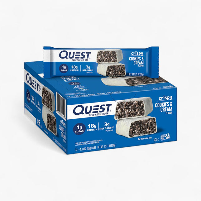 QUEST HERO BARS 12/52G COOKIES & CREAM 1.83 OZ