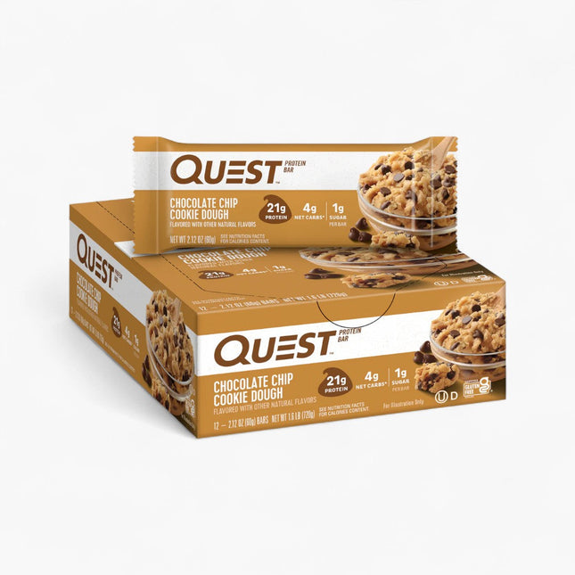 QUEST PROTEIN BARS 12/60G CHOCOLATE CHIP COOKIE DOUGH