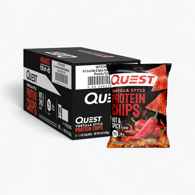 QUEST TORT CHIP 8/1.1OZ HOT & SPICY
