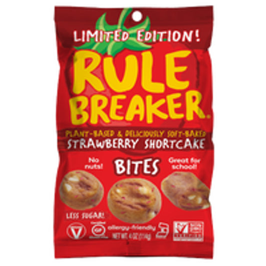 Rule Breaker Snacks Strawberry Shortcake Bites (Vegan, Gluten-Free, Top 11 Allergen-Free)