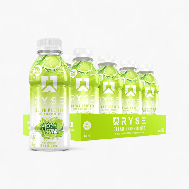 RYSE CLEAR WHEY PROTEIN DRINK - 22G PROTEIN - 12/12OZ KEY LIME PIE