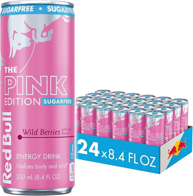 Red Bull Pink Sugar Free Energy Drink – 24 Pack × 8 oz Cans