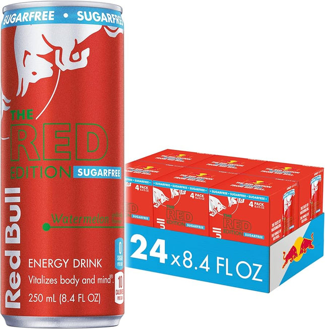 RED BULL RED SUGAR FREE ENERGY DRINK – 24 PACK × 8 OZ CANS