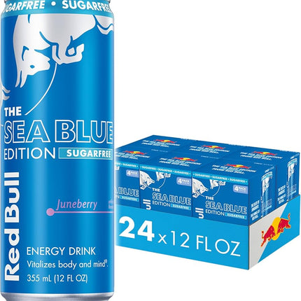 RED BULL SEA BLUE SUGAR FREE ENERGY DRINK – 24 PACK × 12 OZ CANS