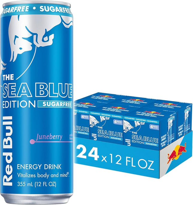 RED BULL SEA BLUE SUGAR FREE ENERGY DRINK – 24 PACK × 12 OZ CANS