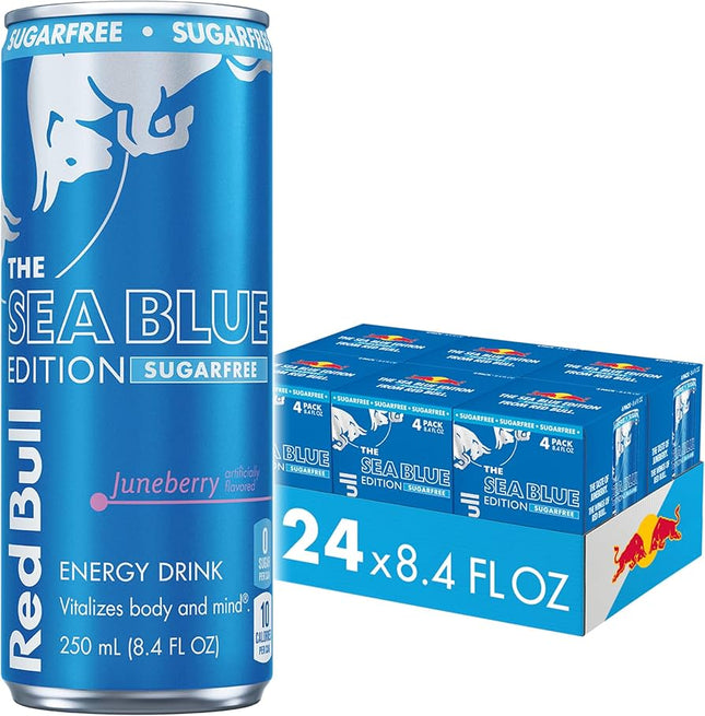 Red Bull Sea Blue Sugar Free Energy Drink – 24 Pack × 8 oz Cans