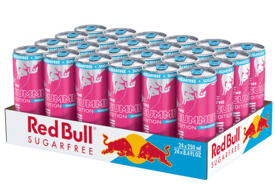 RED BULL SUGAR FREE SUMMER EDITION (WHITE PEACH) ENERGY DRINK – 24 PACK × 8 OZ CANS