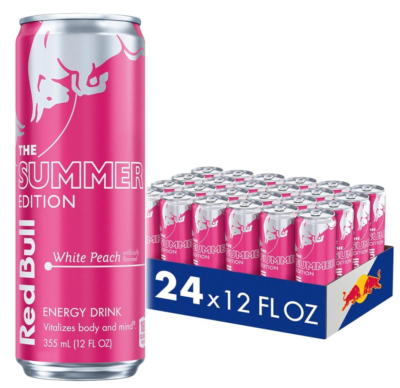 RED BULL SUMMER EDITION (WHITE PEACH) ENERGY DRINK – 24 PACK × 12 OZ CANS