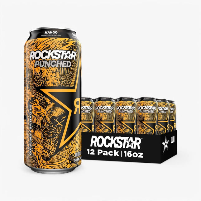 Rockstar Energy Drink Baja Mango 16 Oz X 12