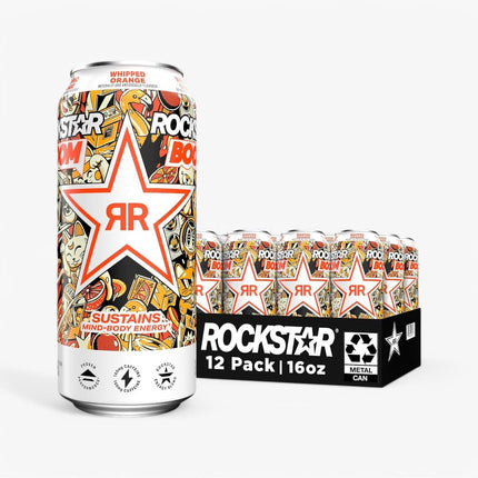 Rockstar Energy Drink Boom Whipped Orange 16 Oz X 12