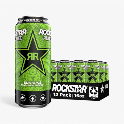 Rockstar Energy Drink Punched Hardcore Apple 16 Oz X 12