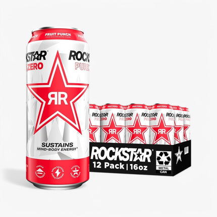 Rockstar Energy Drink Pure Zero Fruit Punch 16 Oz X 12