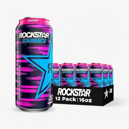 Rockstar Energy Drink Xdurance Blue Raspberry 16 Oz X 12