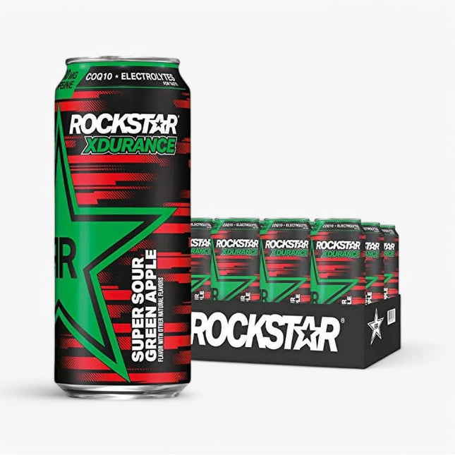 Rockstar Energy Drink Xdurance Sour Green Apple 16 Oz X 12