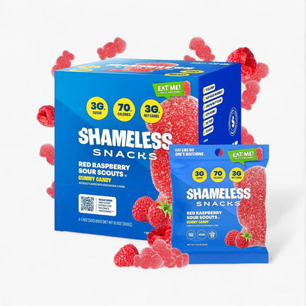 SHAMELESS GUMMY SNACK 6/1.8OZ RED RSPBRRY SOUR SCOUTS