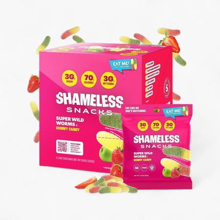 SHAMELESS GUMMY SNACK 6/1.8OZ SUPER WILD WORMS