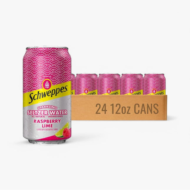 Schwepps Sparkling Seltzer Water Raspberry Lime Can 24 X 12 Oz
