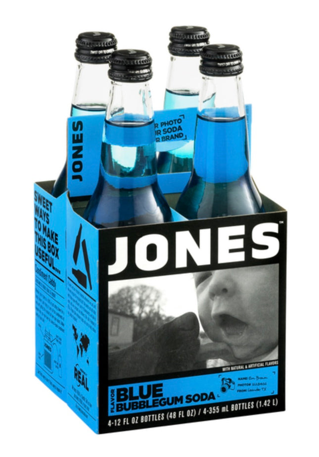 JONES BLUE BUBBLEGUM SODA 12/12OZ (GLASS)