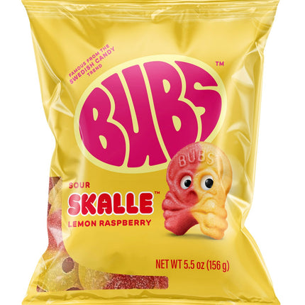 BUBS SOUR SKALLE LEMON RASPBERRY 8/5.3OZ