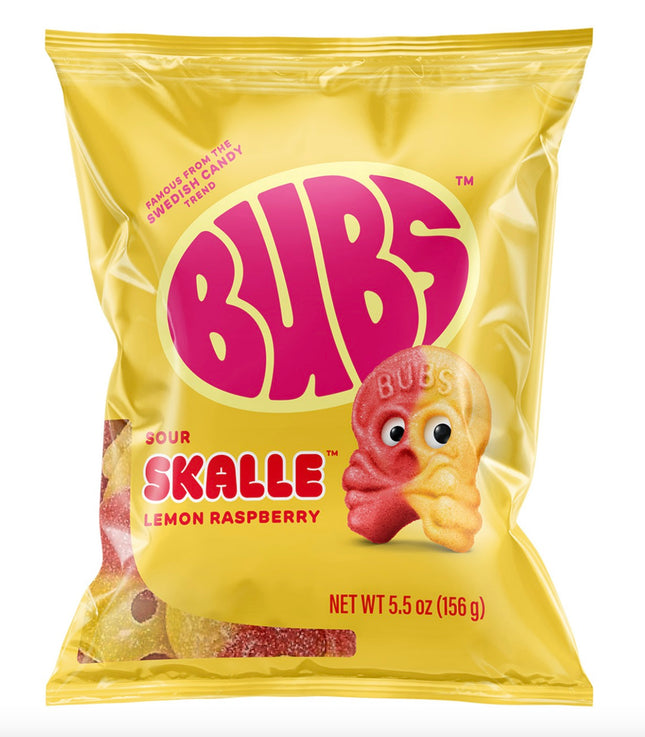 BUBS SOUR SKALLE LEMON RASPBERRY 8/5.3OZ