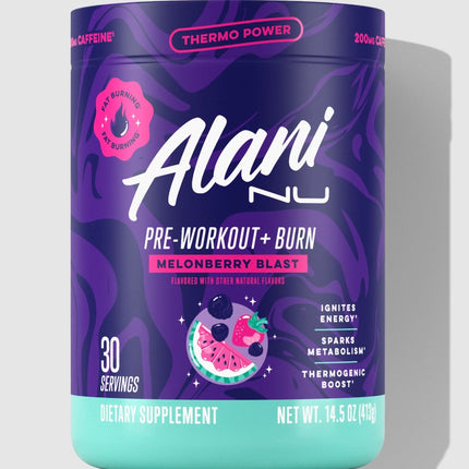 ALANI NU PREWORKOUT + BURN MELONBERRY BLAST POWDER - 30SRV