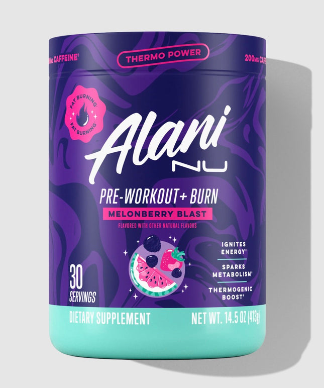 ALANI NU PREWORKOUT + BURN MELONBERRY BLAST POWDER - 30SRV