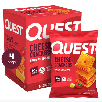 QUEST CHEESE CRACKERS 4/1.06OZ - SPICY CHEDDAR