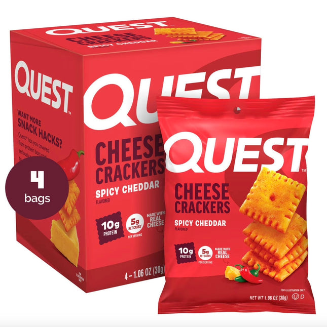 QUEST CHEESE CRACKERS 4/1.06OZ - SPICY CHEDDAR