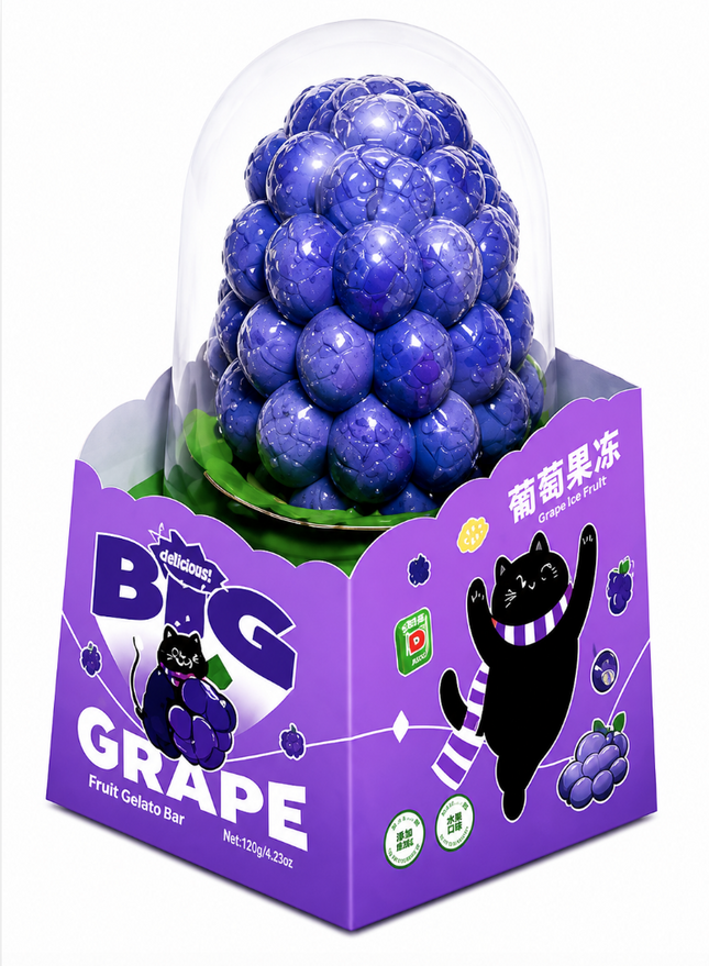 Popi Cat Grape Ice Cream 12PK