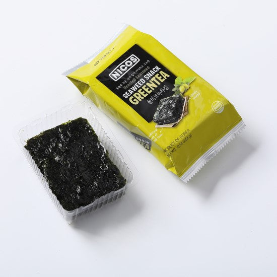 NICOS SEAWEED SNACK TO GO GREEN TEA 8BAGS/16PK/4G (KOREA)