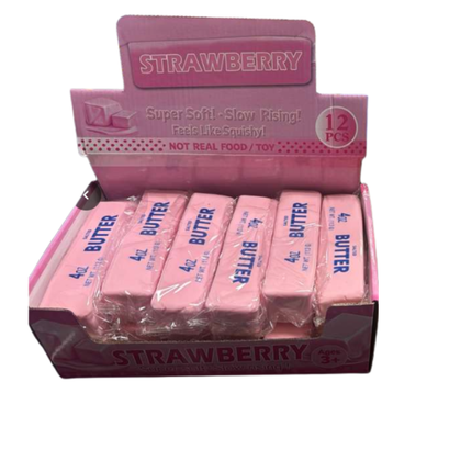 Viral Strawberry Pink Butter Squishy Toy - 12 PK