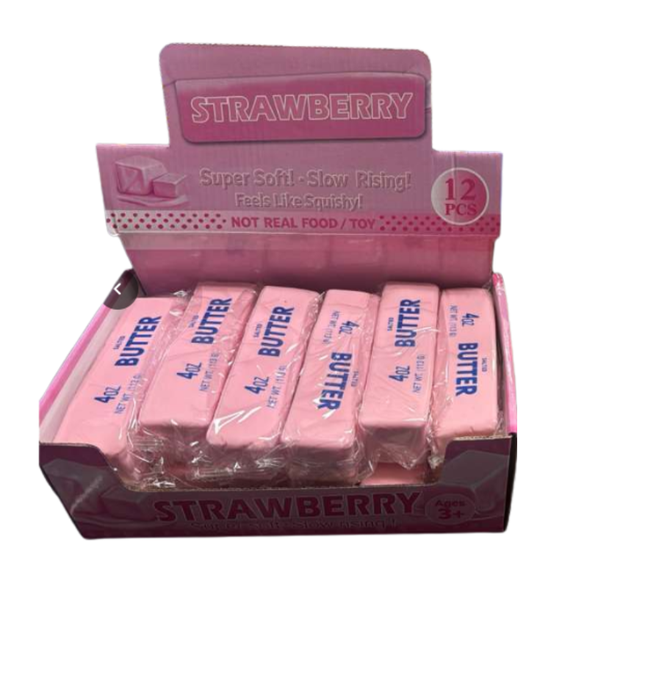 Viral Strawberry Pink Butter Squishy Toy - 12 PK