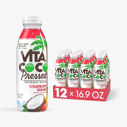 Vita Coco Pressed Strawberry Banana Coconut Water 16.9Oz X 12 Pet