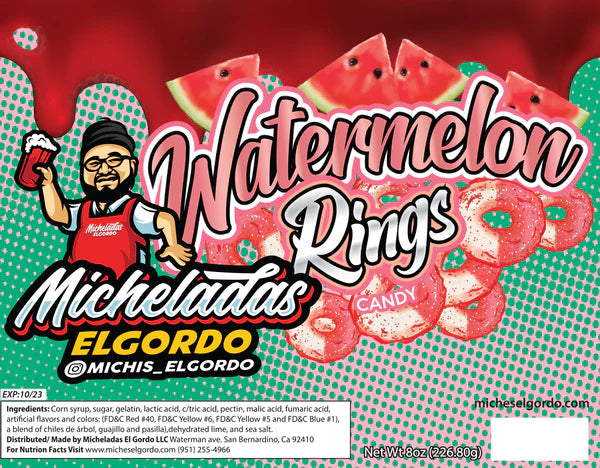 Micheladas El Gordo Watermelon Rings (Chamoy Candy)