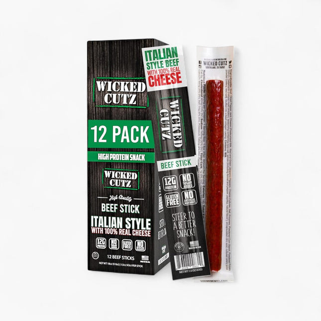 WICKED CUTZ BEEF & CHONEY STINGER STICK 12/1.5OZ ITALIAN STYLE