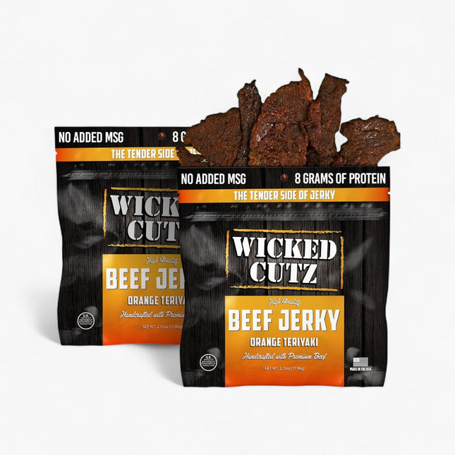 WICKED CUTZ BEEF JERKY 8/2.75OZ ORANGE TERIYAKI