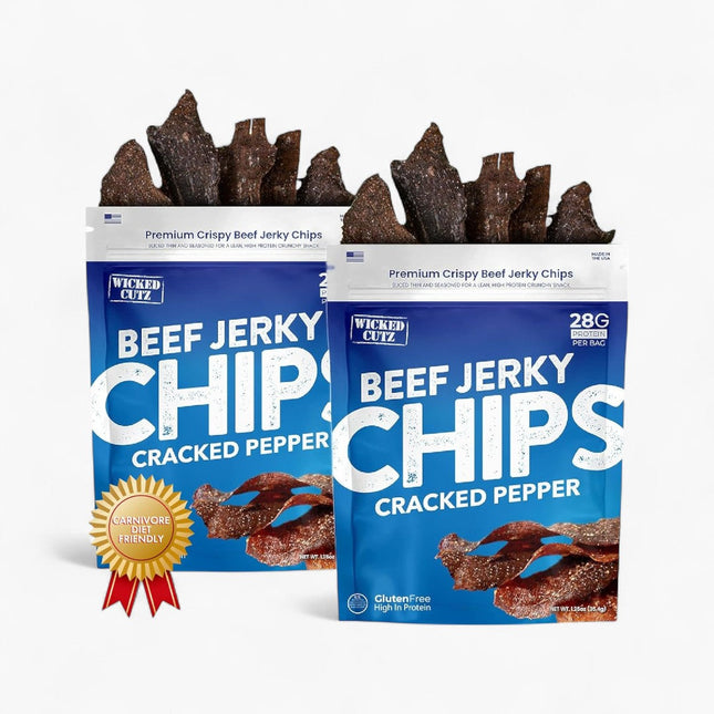 WICKED CUTZ BEEF JERKY CHIPS 8/1.25OZ CRACKED PEPPER