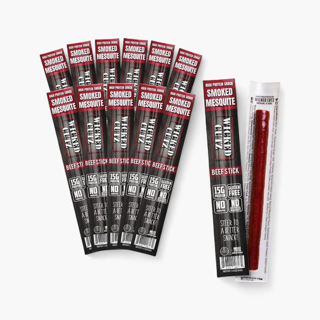 WICKED CUTZ BEEF STICK 12/1.5OZ SMOKED MESQUITE
