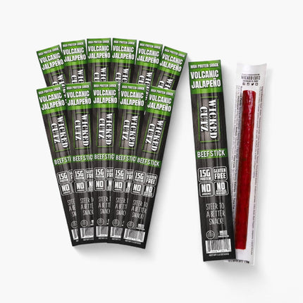 WICKED CUTZ BEEF STICK 12/1.5OZ VOLCANIC JALAPENO